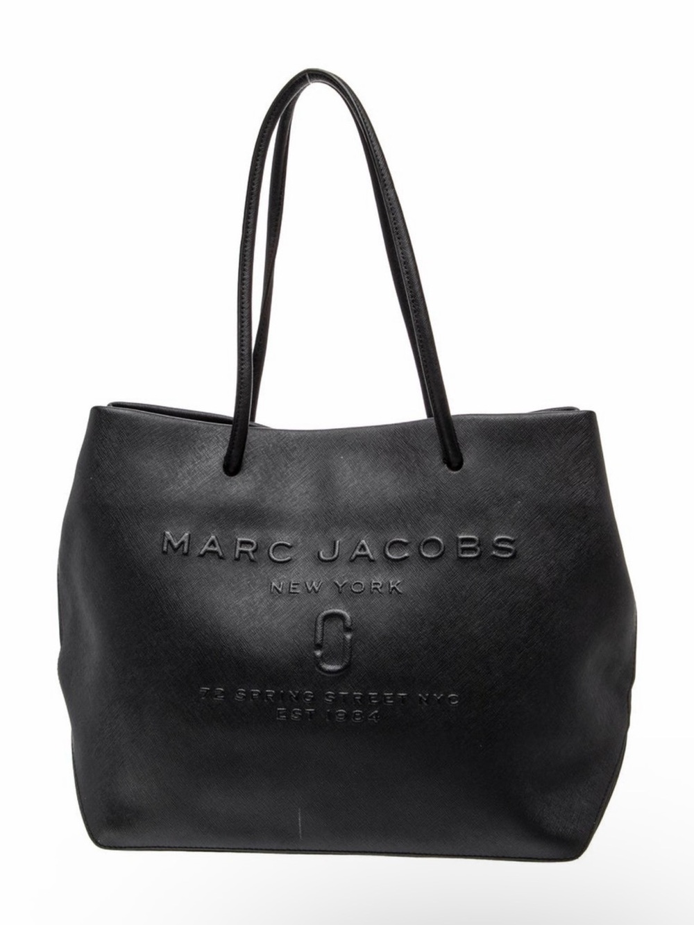 Marc Jacobs Black Logo-Embossed Leather Tote